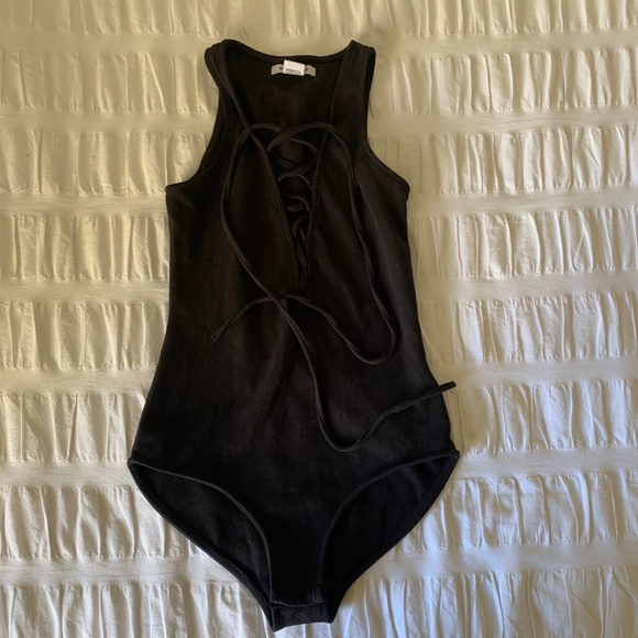 Glamorous - Faux Suede Lace up Bodysuit - Picture 4 of 7